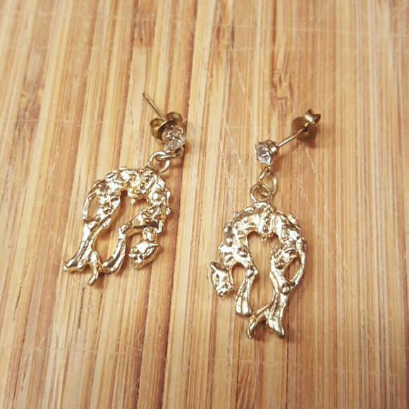 Antique Vintage Dangling Cheetah Earrings