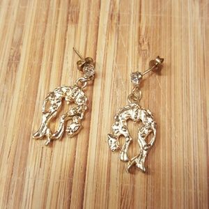 Antique Vintage Dangling Cheetah Earrings
