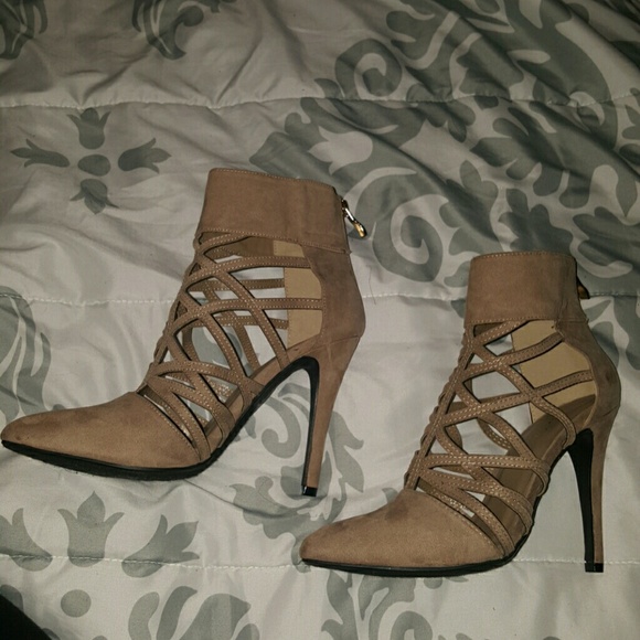 Cutout booties heels