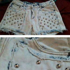 Acid wash high waisted shorts