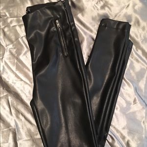 Zara TRF pleather skinny zip up pants