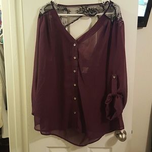Purple, Black Lace Blouse
