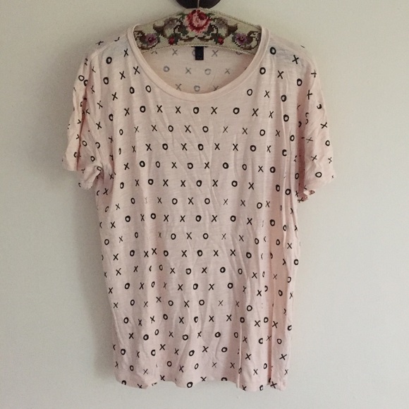 Jcrew X's and O's pastel pink t shirt