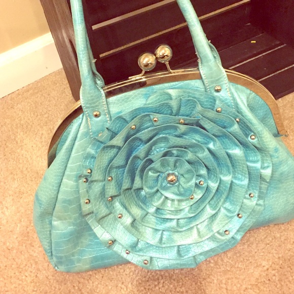 Faux reptile skin flower purse