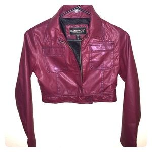 Crop leather jacket