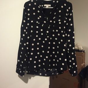 Black and white polka dot blouse