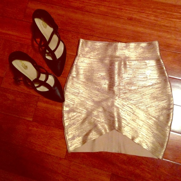 Metallic Gold Bandage Skirt