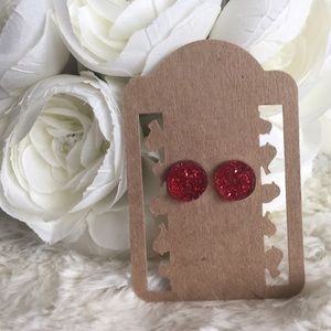 NEW | Crystal Red Druzy Style Earrings