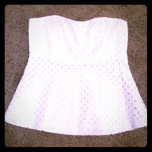 NWOT J. Crew white eyelet patterned strapless top