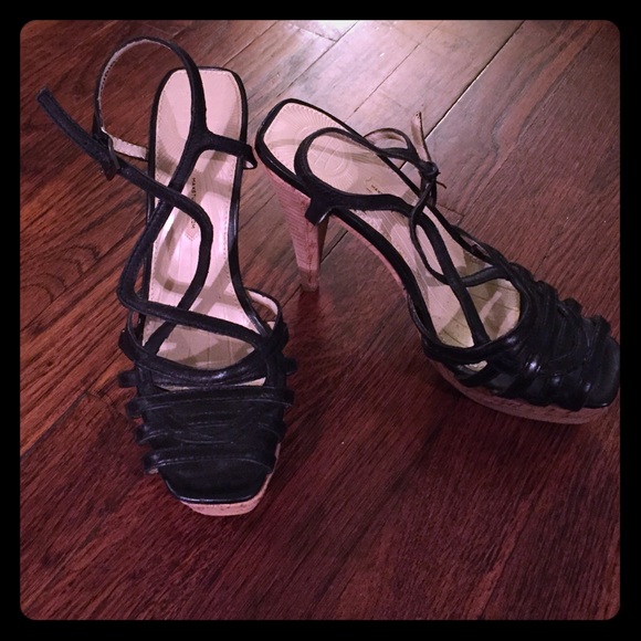 Max Studio Black Leather Heels