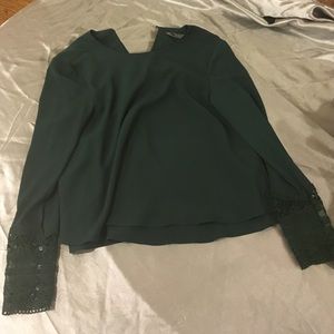 Zara flowing dark green blouse