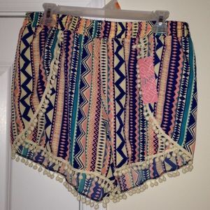 Printed Pom-Pom Shorts