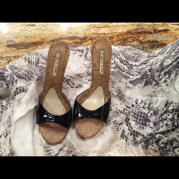 Black and cork looking high heels