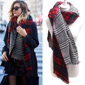 New plaid reversible blanket scarf