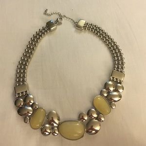 Silver choker with off white gems