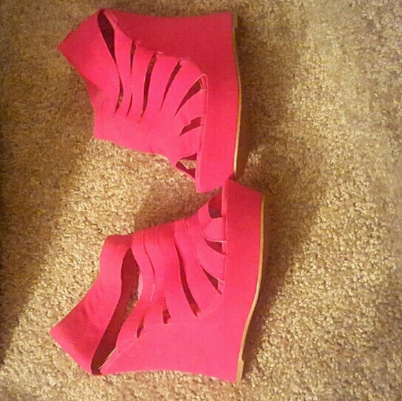 Pink wedge platform heels