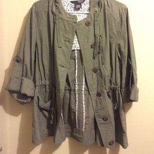Hooded Military green utility jacket