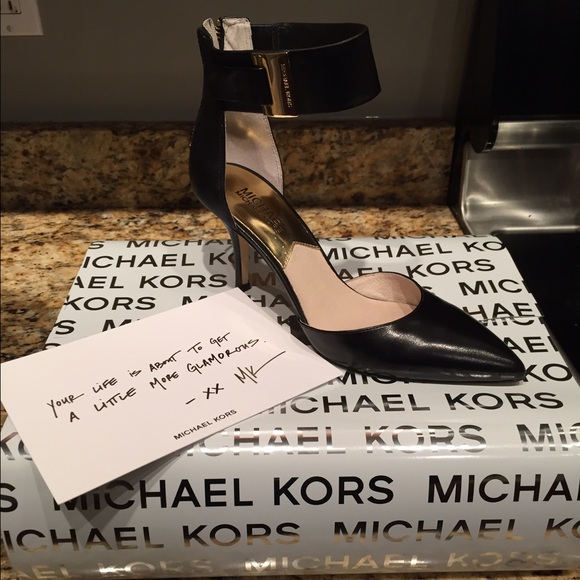 Michael Kors Shoes - Michael Kors Sexy Black Heels with Gold Accents Michael Kors Shoes - Michael Kors Sexy Black Heels with Gold Accents
