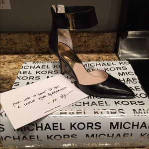 Michael Kors Shoes - Michael Kors Sexy Black Heels with Gold Accents Michael Kors Shoes - Michael Kors Sexy Black Heels with Gold Accents