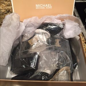 Michael Kors Shoes - Michael Kors Sexy Black Heels with Gold Accents Michael Kors Shoes - Michael Kors Sexy Black Heels with Gold Accents