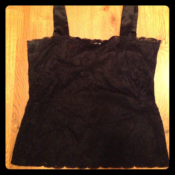 Lace lined camisole top black adjustable straps