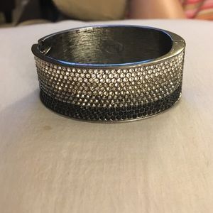 Silver, black, and cz sparking bracelet
