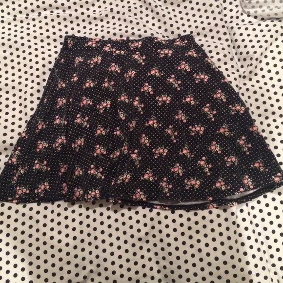 Black floral skater skirt