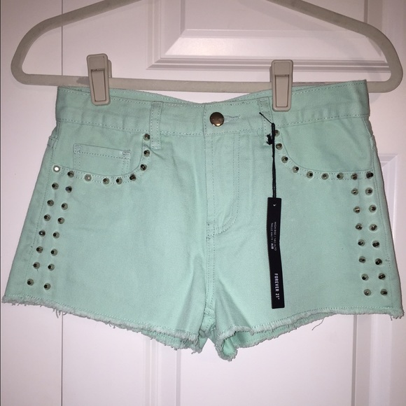 NEW Mint Studded Midrise Shorts