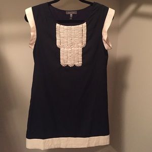 Navy and cream dress