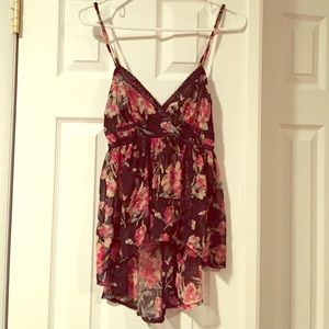 black/floral sexy tank