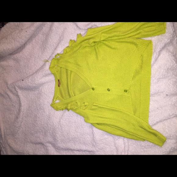 bright chartreuse cut shoulder cardigan