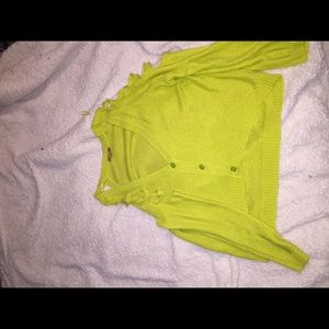 bright chartreuse cut shoulder cardigan