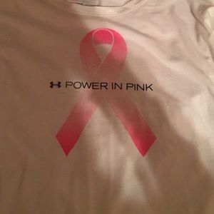 Under Armour power in pink shirt