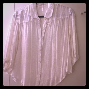 White Flowy Free People Blouse
