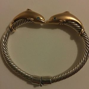 Kissing Dolphins 14k Gold & Sterling Silver cuff