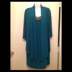 Lovely Soft & Flowy Teal Embellished Dress 20W