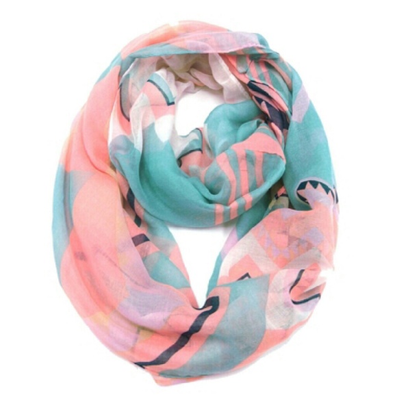 (SOLD!) Aztec Style Chevron Print Infinity Scarf