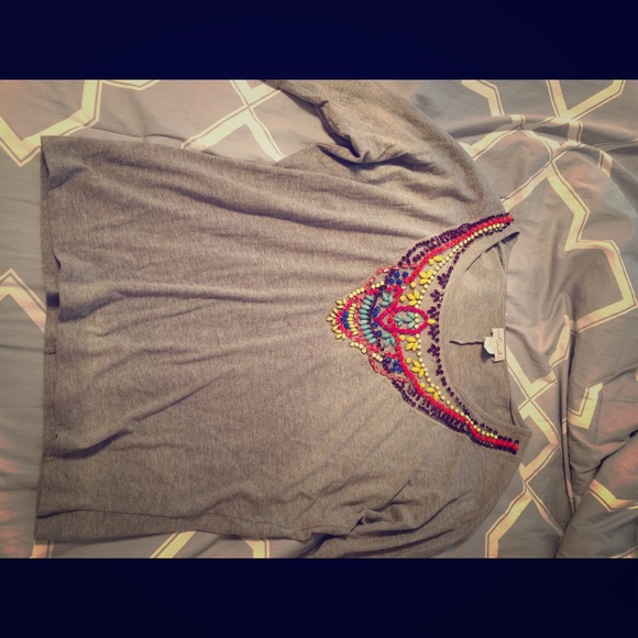 Beaded Grey Top