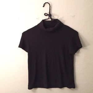 Black Ribbed Turtleneck Top