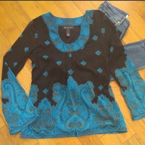 Blue and black blouse