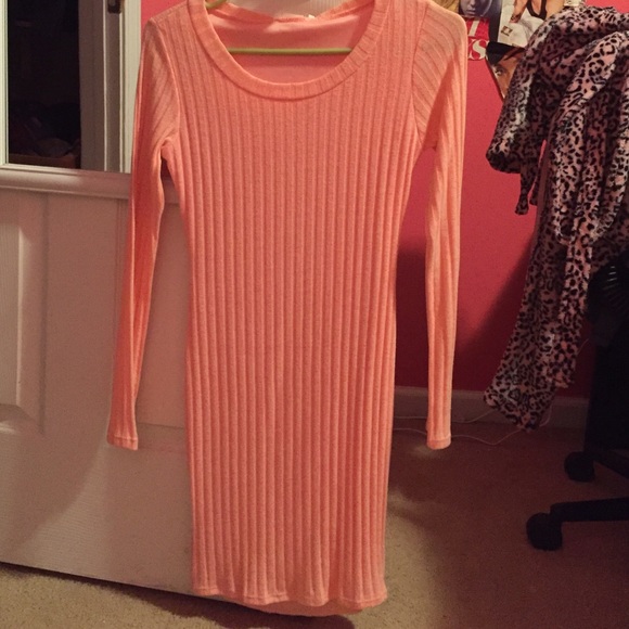 Peach body con dress