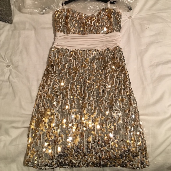 Gold and Silver Sequin Formal Dress
