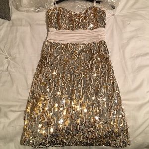 Gold and Silver Sequin Formal Dress