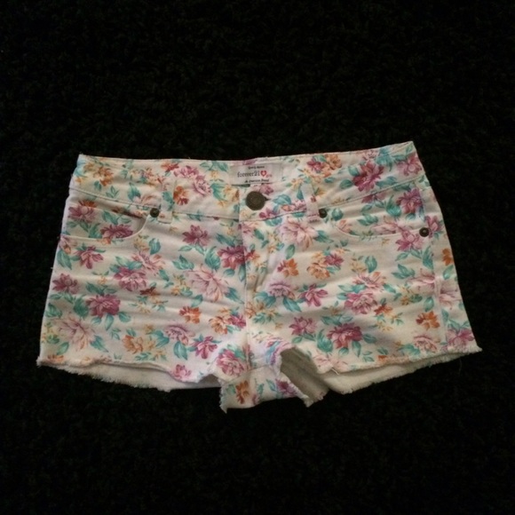Floral jean shorts