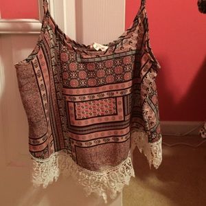 Pink printed tank top