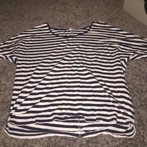 Express quarter length sleeve striped top