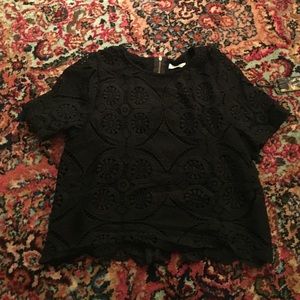 Black lace crop top