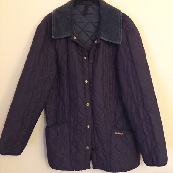 Vintage Barbour navy quilted hunting jacket medium - Picture 2 of 4