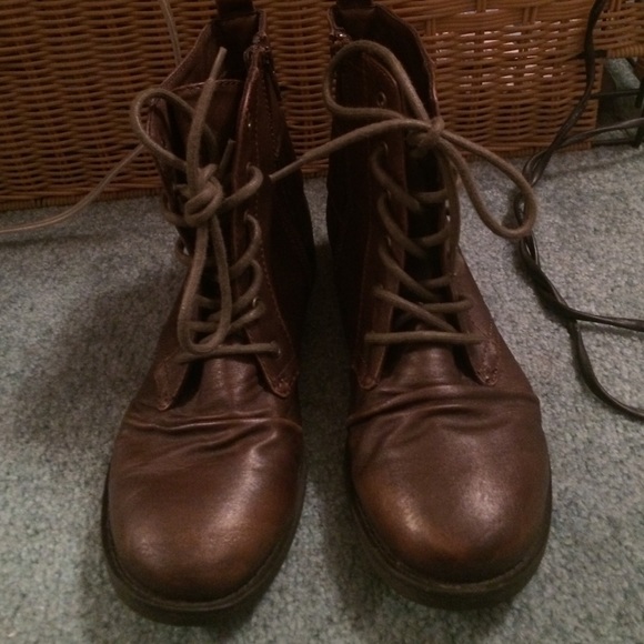 Brown combat boots