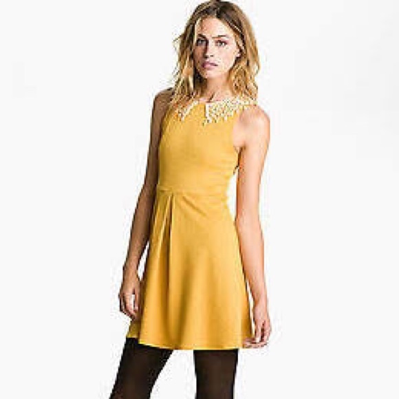 Dress with lace collar